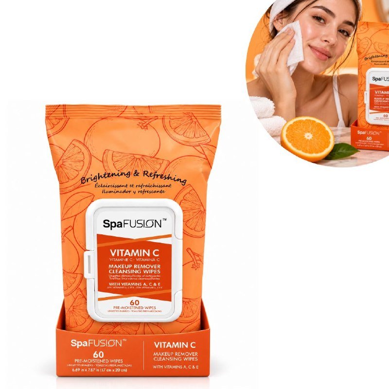 TOALLITAS HUMEDAS FACIALES DESMAQUILLANTES Y LIMPIADORAS CON VITAMINA C SPA FUSION 60UND TOALLITAS HUMEDAS FACIALES DESMAQUILLANTES Y LIMPIADORAS CON VITAMINA C SPA FUSION 60UND