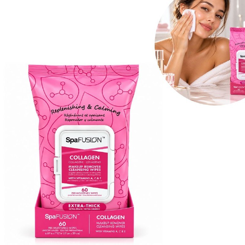 TOALLITAS HUMEDAS FACIALES DESMAQUILLANTES Y LIMPIADORAS DE COLAGENO SPA FUSION 60UND TOALLITAS HUMEDAS FACIALES DESMAQUILLANTES Y LIMPIADORAS DE COLAGENO SPA FUSION 60UND