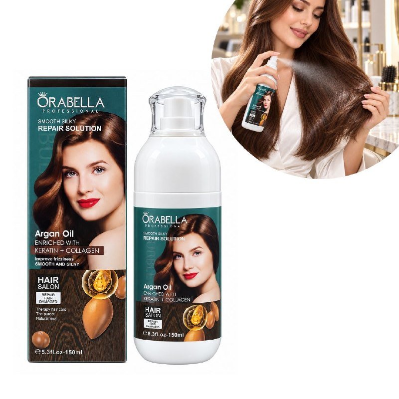 TRATAMIENTO CAPILAR REPARADOR INTENSIVO CON ACEITE DE ARGAN, KERATINA Y COLAGENO SIN ENJUAGUE ORABELLA 150ML TRATAMIENTO CAPILAR REPARADOR INTENSIVO CON ACEITE DE ARGAN, KERATINA Y COLAGENO SIN ENJUAGUE ORABELLA 150ML